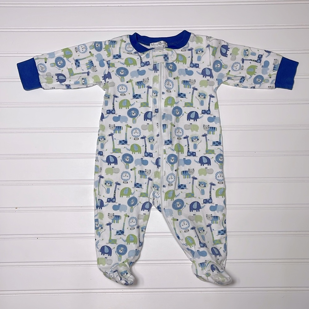 KISSY KISSY VGUC 100% Pima Cotton Boys Zoo Animal Footie Pajmas